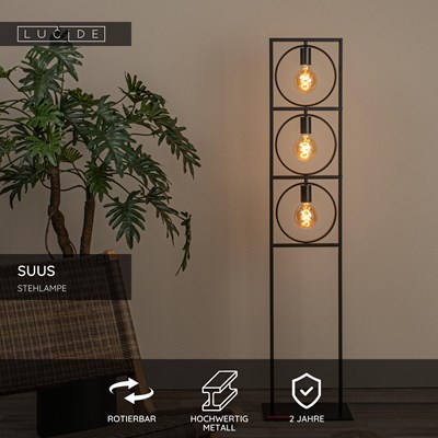 Lucide SUUS - Stehlampe - 3xE27 - Schwarz